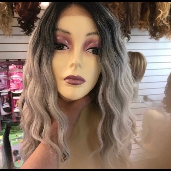 Accessories - Long grey ombré Deep Wave wig lacefront swisslace